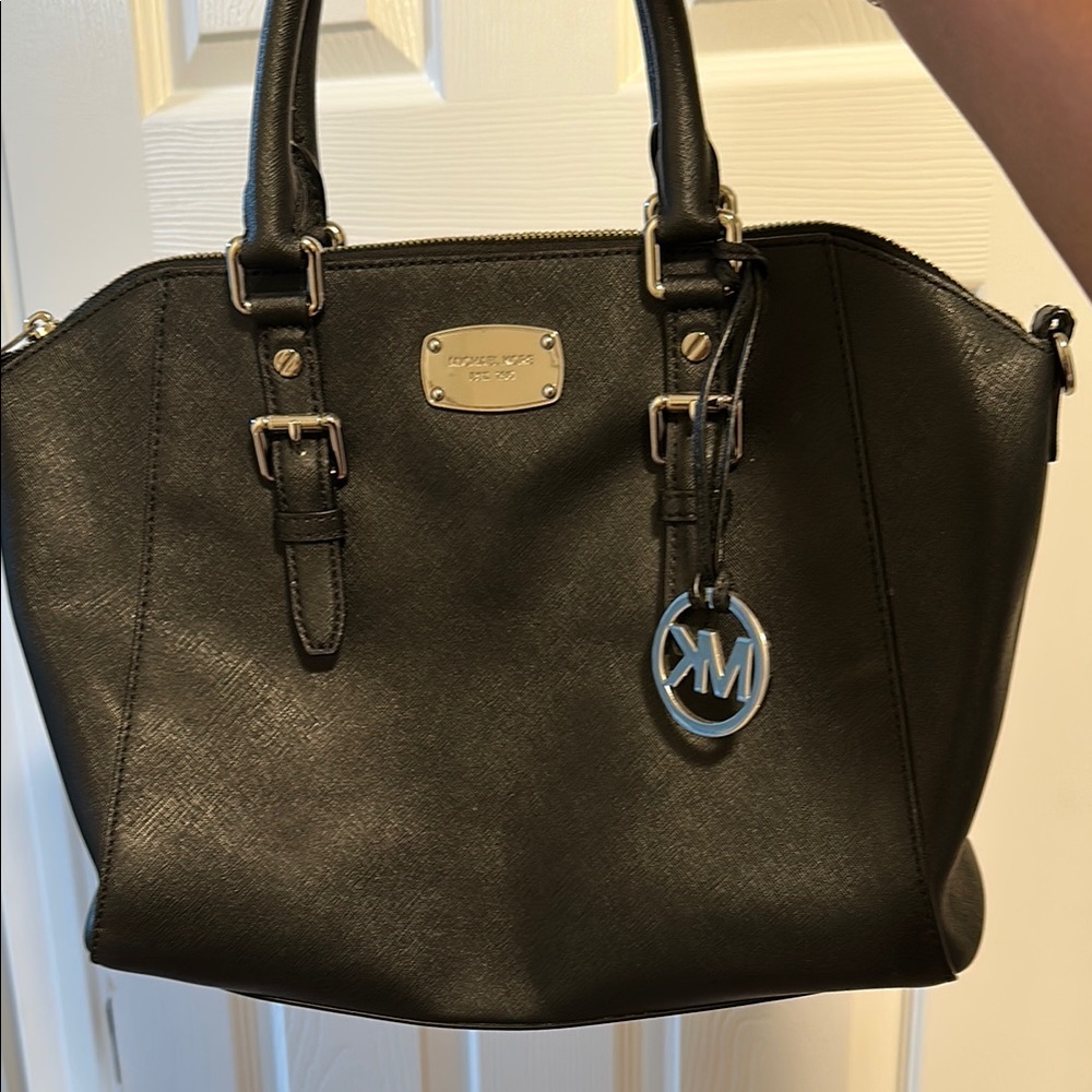 Michael Kors Black Leather Satchel Handbag